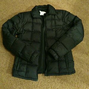 J. Crew Black puffer coat w/down feathers
